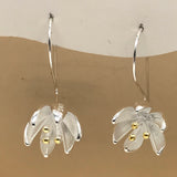 Large 3D flower with gold stamen earring