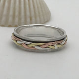 Double Flat Silver Gold Plait Ring