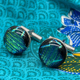 Cufflinks Solid 925 Sterling Silver hand made glass