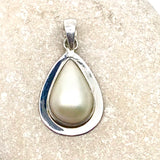 Sterling Silver Natural Mabe Pearl Teardrop Pendant