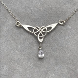 Silver Triquetra CZ Teardrop Necklace LP