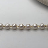 Sterling Silver Freshwater Pearl with Gold Bracelet