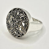 Large Round Head Marcasite Ring