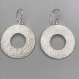 Thick Brushed Silver Circle Earrings