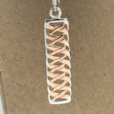 Sterling Silver Rose Gold Vermeil Large Oblong Drop With Double Helix Earrings