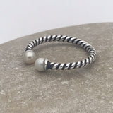 Open Twist Ring Pearl Ends Ring