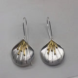 3D flower drop flower large petal gold stamens Earrings