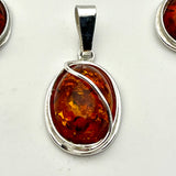 Amber Ovals With Wire Earrings and Pendant