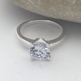 Sterling Silver Round High Set 8mm Solitaire Diamond Ring