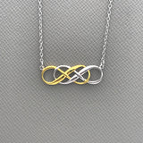 Celtic Double Silver Gold Infinity Knot Necklace