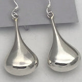 Sterling Silver Shiny Tear Shape Drop Earrings
