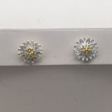 Sterling Silver Gold Vermeil 3D Flower Stud Earrings Granulated Gold