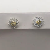 3D Flower Stud Earrings Granulated Gold