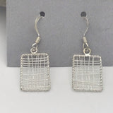 Sterling Silver Oblong Net Earrings