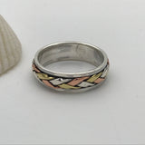 Double Plait Silver Gold Spinner Ring