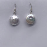 Freshwater Coin Pearl Hook Earrings