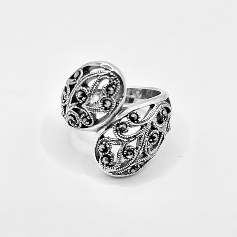 Marcasite Paisley Double Ring