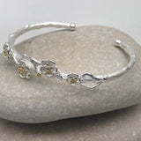 Beautiful garland half cuff bracelet with gold and silver flowers bracelet