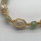 Freshwater Baroque Pearl Gold Wired Quartz Stone Bracelet