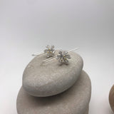Large 3D flower with gold stamen earring