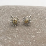 3D Flower Stud Earrings Granulated Gold