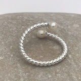 Crossover Pearl Twist Ring