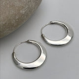 Crescent Moon Hoops straight edge earrings
