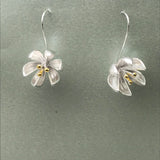 3D flower 6 petal 3 gold stamen Earrings