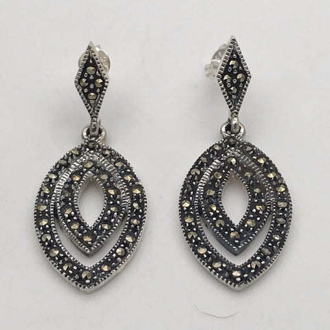 Double Round Point Drop Earrings