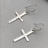 Hammered Crossed Drop Earrings