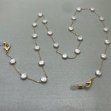 Glasses/mask gold extension chain dainty button pearl