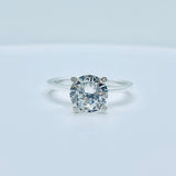 Sterling Silver Round High Set 8mm Solitaire Diamond Ring