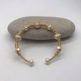 Gold Wired 9 Pearl Bracelet