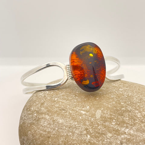 Beautiful Amber Abstract Oval Stone Bracelet