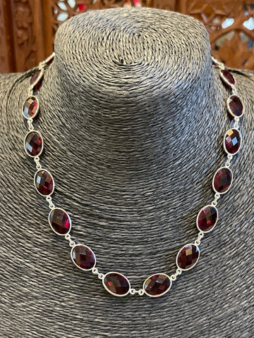 Garnet Quartz Station Necklace