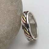 Sterling Silver Twist Celtic Silver Rose Gold Spinner Ring