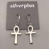 Silver Celtic Ankh Crossed Earrings
