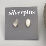 Sterling Silver Inlaid Pointed Oval Stud Earrings