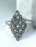Sterling Silver Diamond Shaped Marcasite Ring