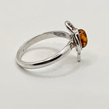 Amber Saturn oval silver ring