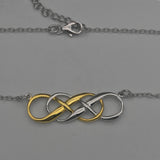 Celtic Double Silver Gold Infinity Knot Necklace
