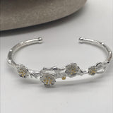 Beautiful garland half cuff bracelet with gold and silver flowers bracelet