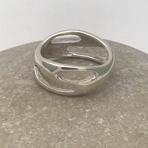 Contemporary Silver Waves Ring