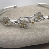 Beautiful garland half cuff bracelet with gold and silver flowers bracelet