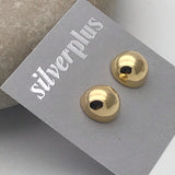 Large Silver Domed Stud Earrings