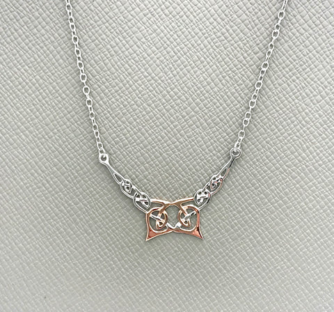 Double Silver Gold Celtic Design Necklace