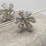 Large 3D flower with gold stamen earring
