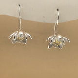 3D flower drop flower petal with multi gold centre Earrings