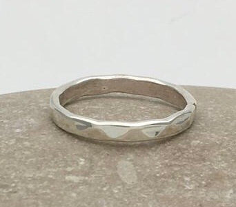Diamond Patterned Hammered Ring