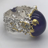 Sterling Silver Gold Vermeil 13ct+ Amethyst and tourmaline white and rose gold ring